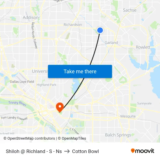 Shiloh @ Richland - S - Ns to Cotton Bowl map