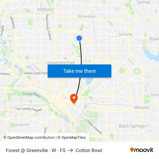 Forest @ Greenville - W - FS to Cotton Bowl map