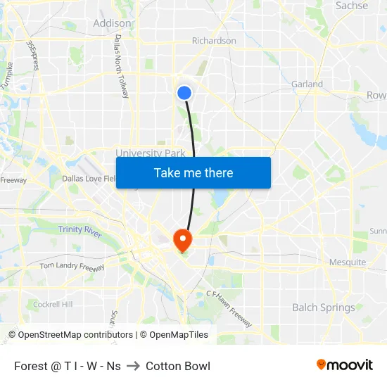 Forest @ T I - W - Ns to Cotton Bowl map