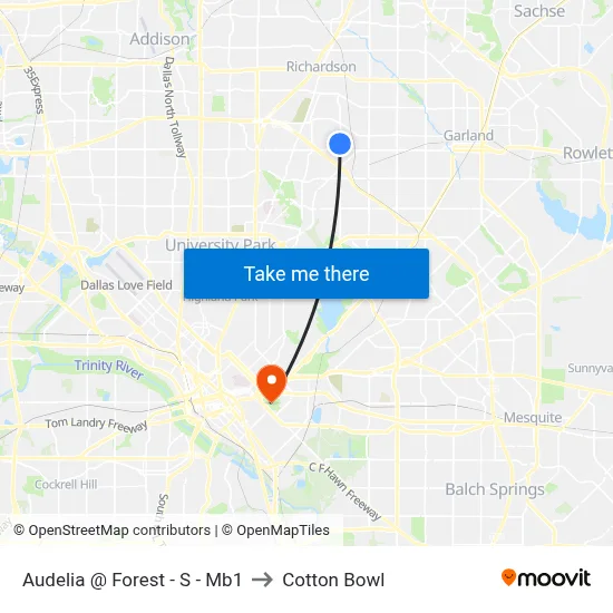Audelia @ Forest - S - Mb1 to Cotton Bowl map