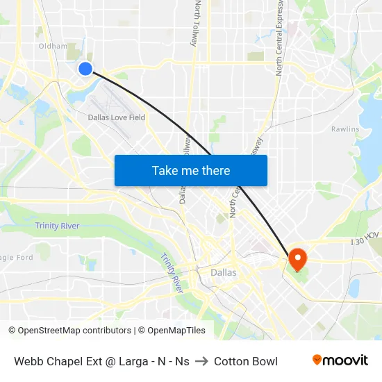 Webb Chapel Ext @ Larga - N - Ns to Cotton Bowl map