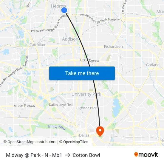 Midway @ Park - N - Mb1 to Cotton Bowl map