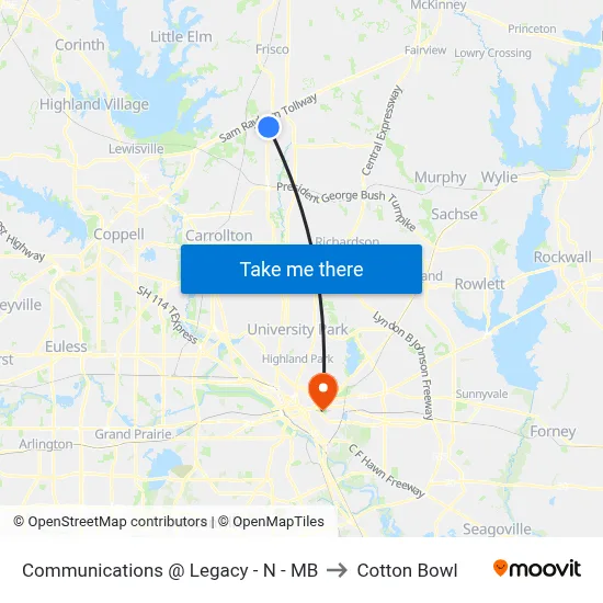 Communications @ Legacy - N - MB to Cotton Bowl map