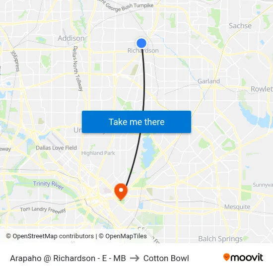 Arapaho @ Richardson - E - MB to Cotton Bowl map