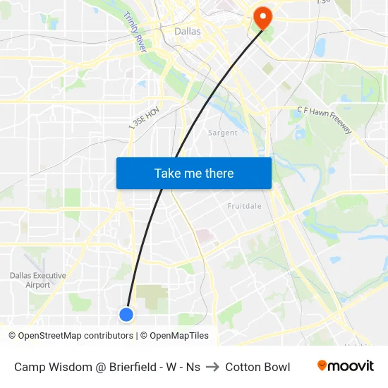 Camp Wisdom @ Brierfield - W - Ns to Cotton Bowl map