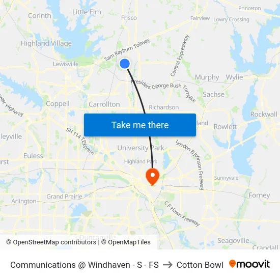 Communications @ Windhaven - S - FS to Cotton Bowl map