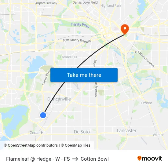 Flameleaf @ Hedge - W - FS to Cotton Bowl map