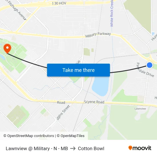 Lawnview @ Military - N - MB to Cotton Bowl map