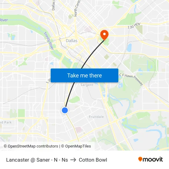 Lancaster @ Saner - N - Ns to Cotton Bowl map