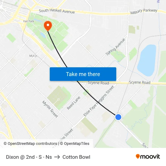 Dixon @ 2nd - S - Ns to Cotton Bowl map