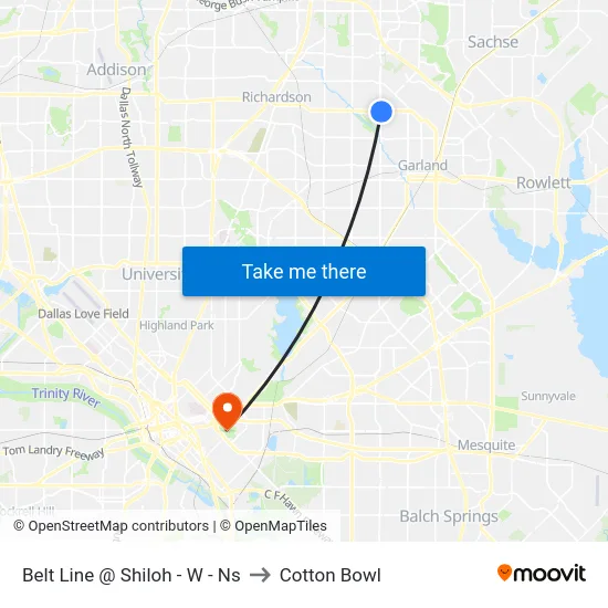 Belt Line @ Shiloh - W - Ns to Cotton Bowl map