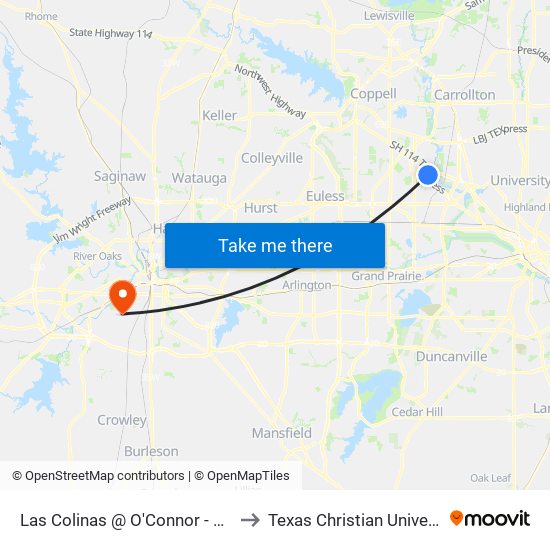 Las Colinas @ O'Connor - N - FS to Texas Christian University map