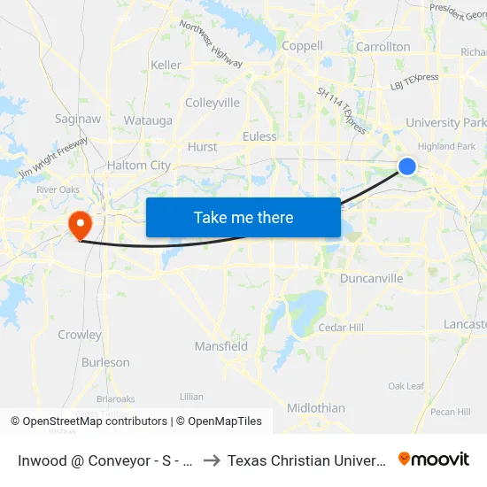 Inwood @ Conveyor - S - MB to Texas Christian University map