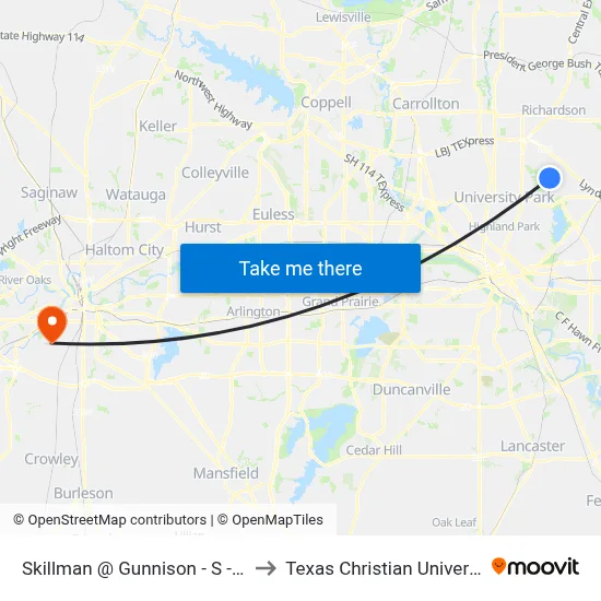 Skillman @ Gunnison - S - MB to Texas Christian University map