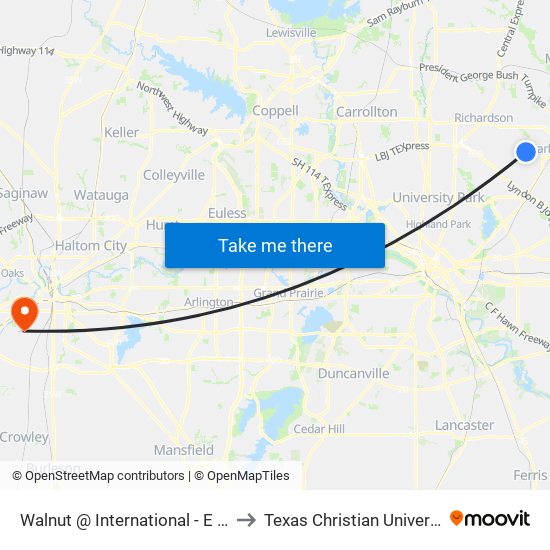 Walnut @ International - E - Ns to Texas Christian University map