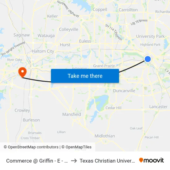 Commerce @ Griffin - E - MB to Texas Christian University map