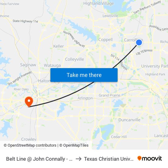 Belt Line @ John Connally - W - FS to Texas Christian University map