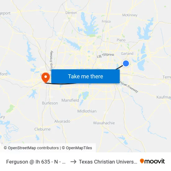 Ferguson @ Ih 635 - N - MB to Texas Christian University map