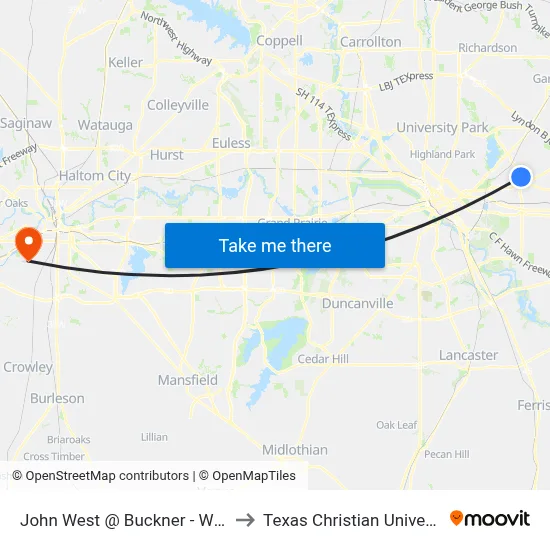John West @ Buckner - W - FS to Texas Christian University map