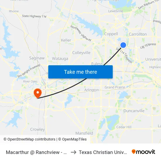 Macarthur @ Ranchview - N - FS to Texas Christian University map