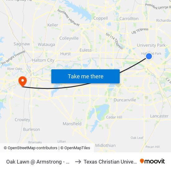 Oak Lawn @ Armstrong - N - Ns to Texas Christian University map