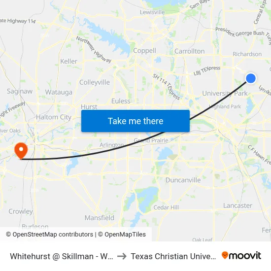 Whitehurst @ Skillman - W - FS to Texas Christian University map