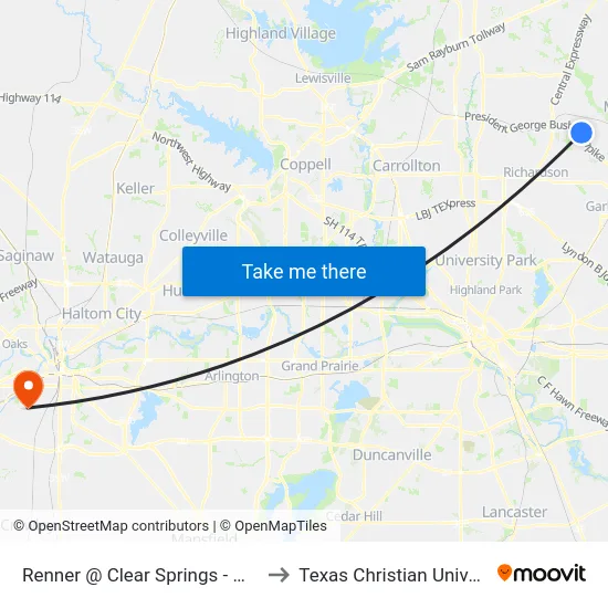 Renner @ Clear Springs - W - MB to Texas Christian University map