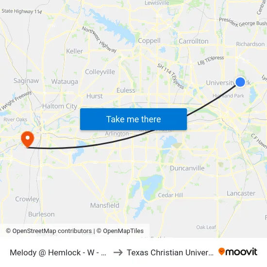 Melody @ Hemlock - W - Mb6 to Texas Christian University map