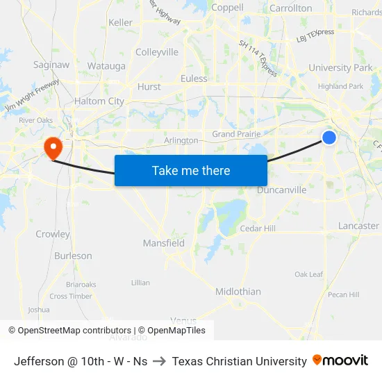 Jefferson @ 10th - W - Ns to Texas Christian University map