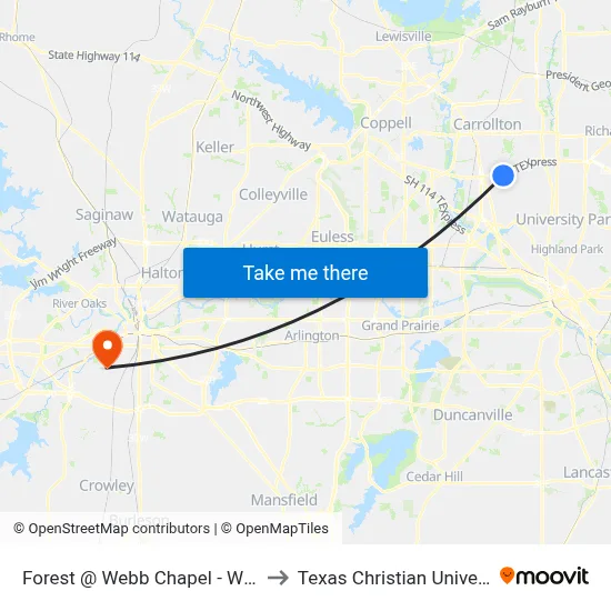 Forest @ Webb Chapel - W - MB to Texas Christian University map