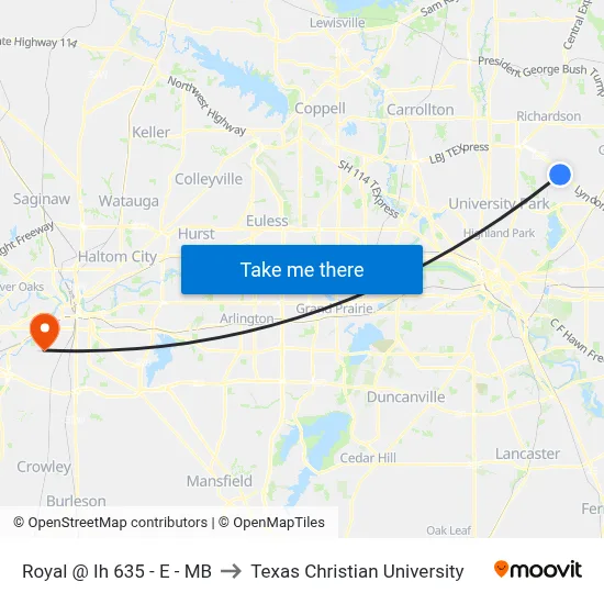 Royal @ Ih 635 - E - MB to Texas Christian University map