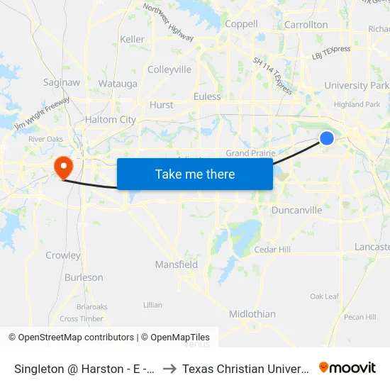 Singleton @ Harston - E - Ns to Texas Christian University map