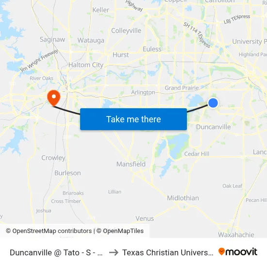 Duncanville @ Tato - S - Ns to Texas Christian University map