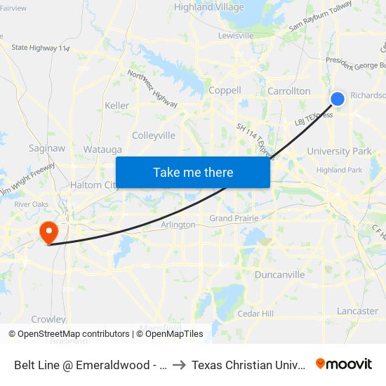 Belt Line @ Emeraldwood - E - FS to Texas Christian University map