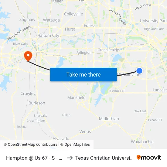 Hampton @ Us 67 - S - FS to Texas Christian University map