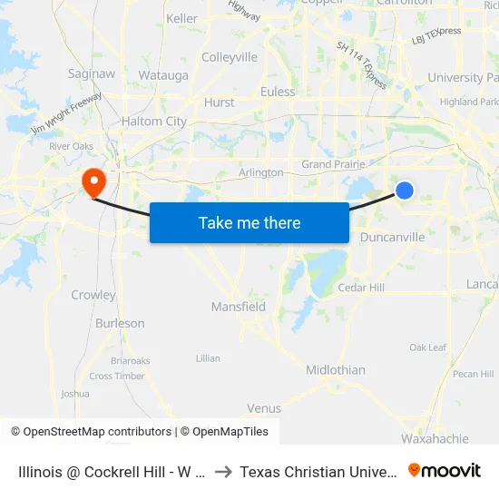 Illinois @ Cockrell Hill - W - MB to Texas Christian University map