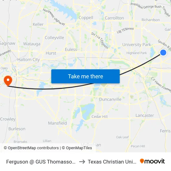 Ferguson @ GUS Thomasson - S - FS to Texas Christian University map