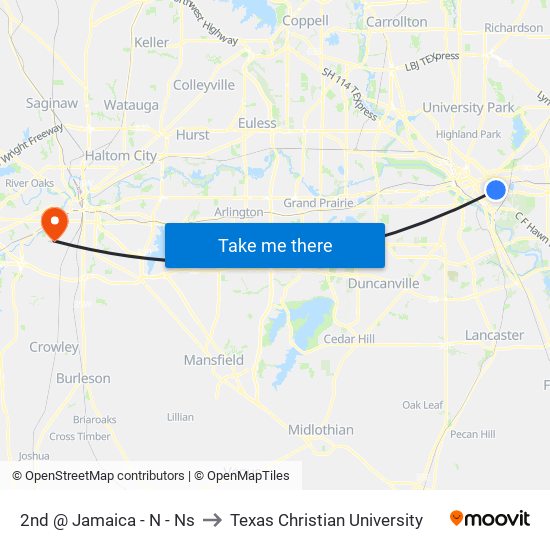 2nd @ Jamaica - N - Ns to Texas Christian University map