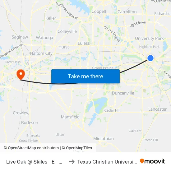 Live Oak @ Skiles - E - MB to Texas Christian University map