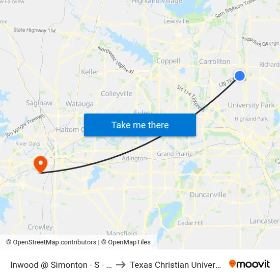 Inwood @ Simonton - S - FS to Texas Christian University map