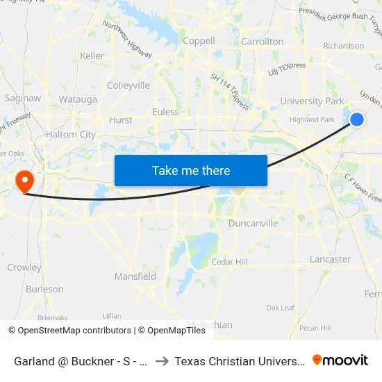 Garland @ Buckner - S - FS to Texas Christian University map