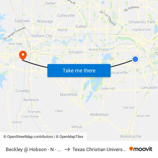 Beckley @ Hobson - N - Ns to Texas Christian University map