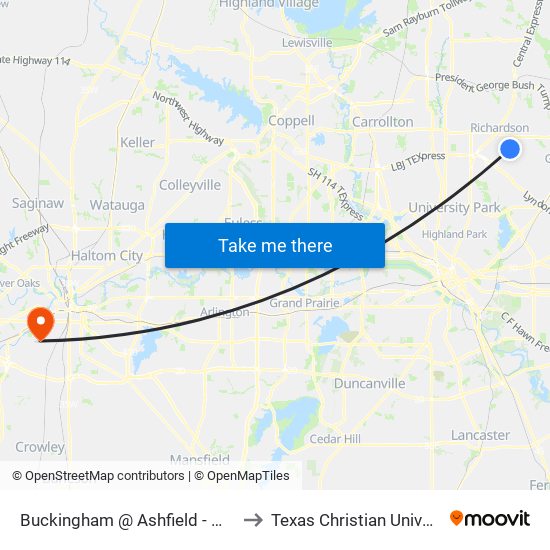 Buckingham @ Ashfield - W - MB to Texas Christian University map