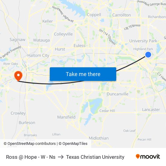 Ross @ Hope - W - Ns to Texas Christian University map