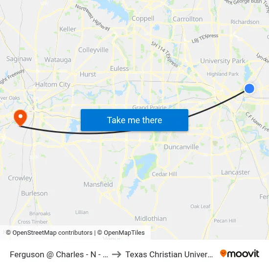 Ferguson @ Charles - N - Ns to Texas Christian University map