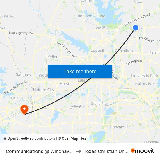 Communications @ Windhaven - S - FS to Texas Christian University map
