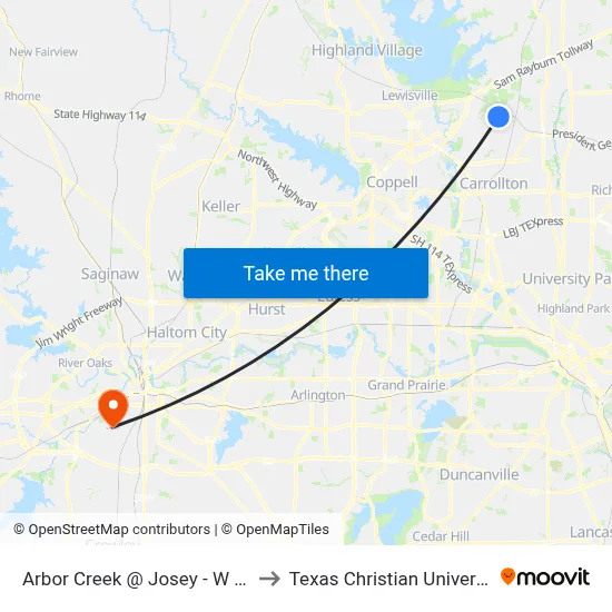 Arbor Creek @ Josey - W - FS to Texas Christian University map