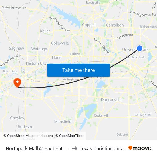 Northpark Mall @ East Entrance - S to Texas Christian University map