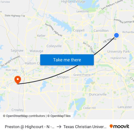 Preston @ Highcourt - N - Ns to Texas Christian University map