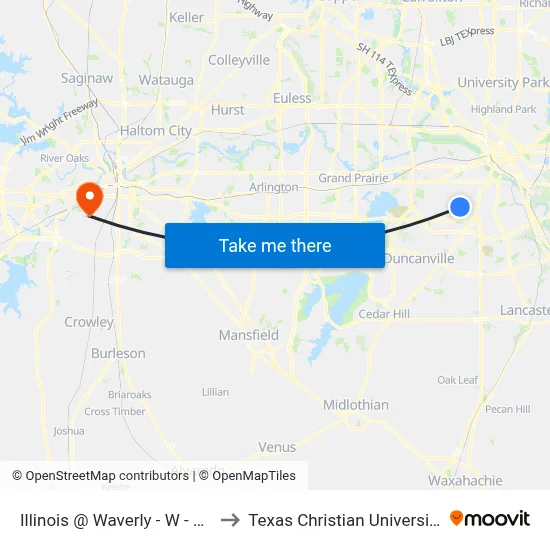 Illinois @ Waverly - W - Ns to Texas Christian University map